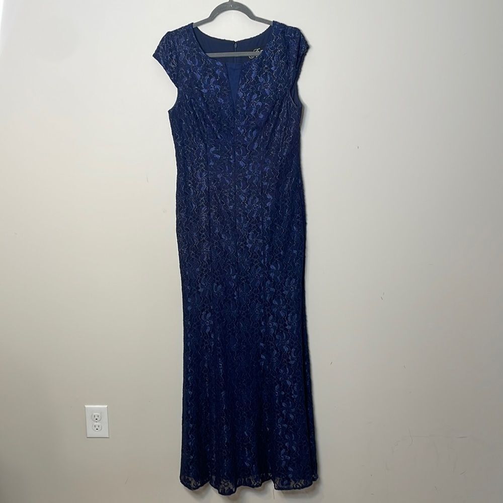 Alex Evenings Blue Lace Gown Size 12